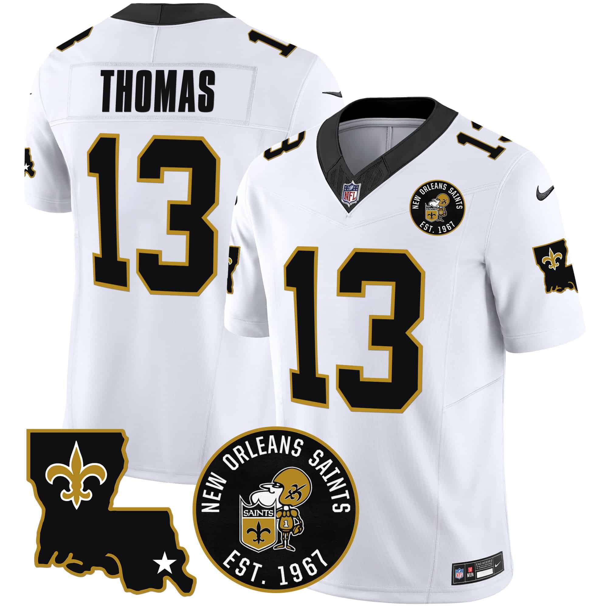 Men New Orleans Saints 13 Thomas White 2024 Nike 1967 Patch Vapor Limited NFL Jersey